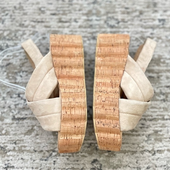 Free People Scalloped Platform Sandals Cork Slides Vanilla Size 7 US - Picture 8 of 10